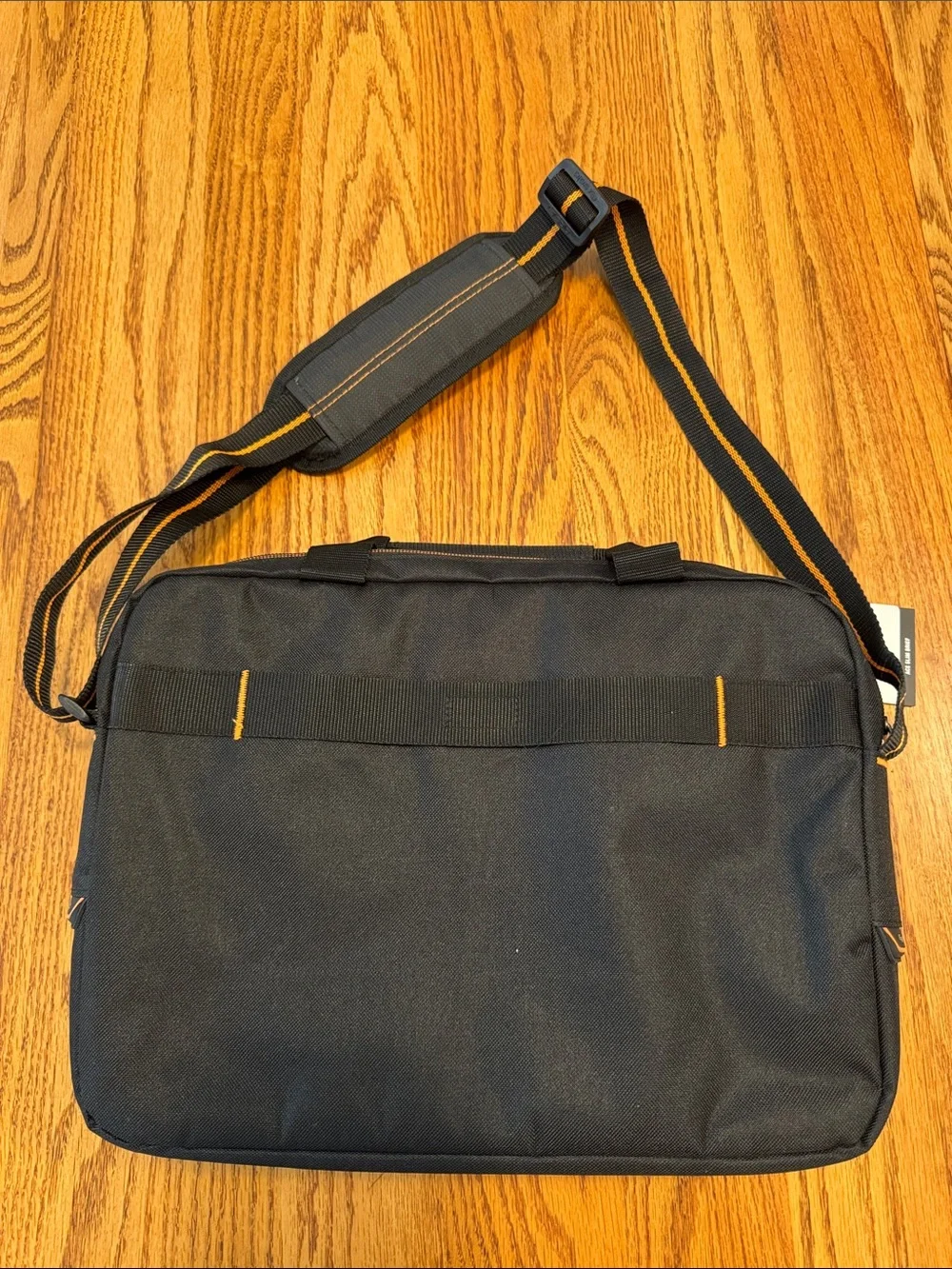 solo Black Laptop Messenger Bag with Orange Accents